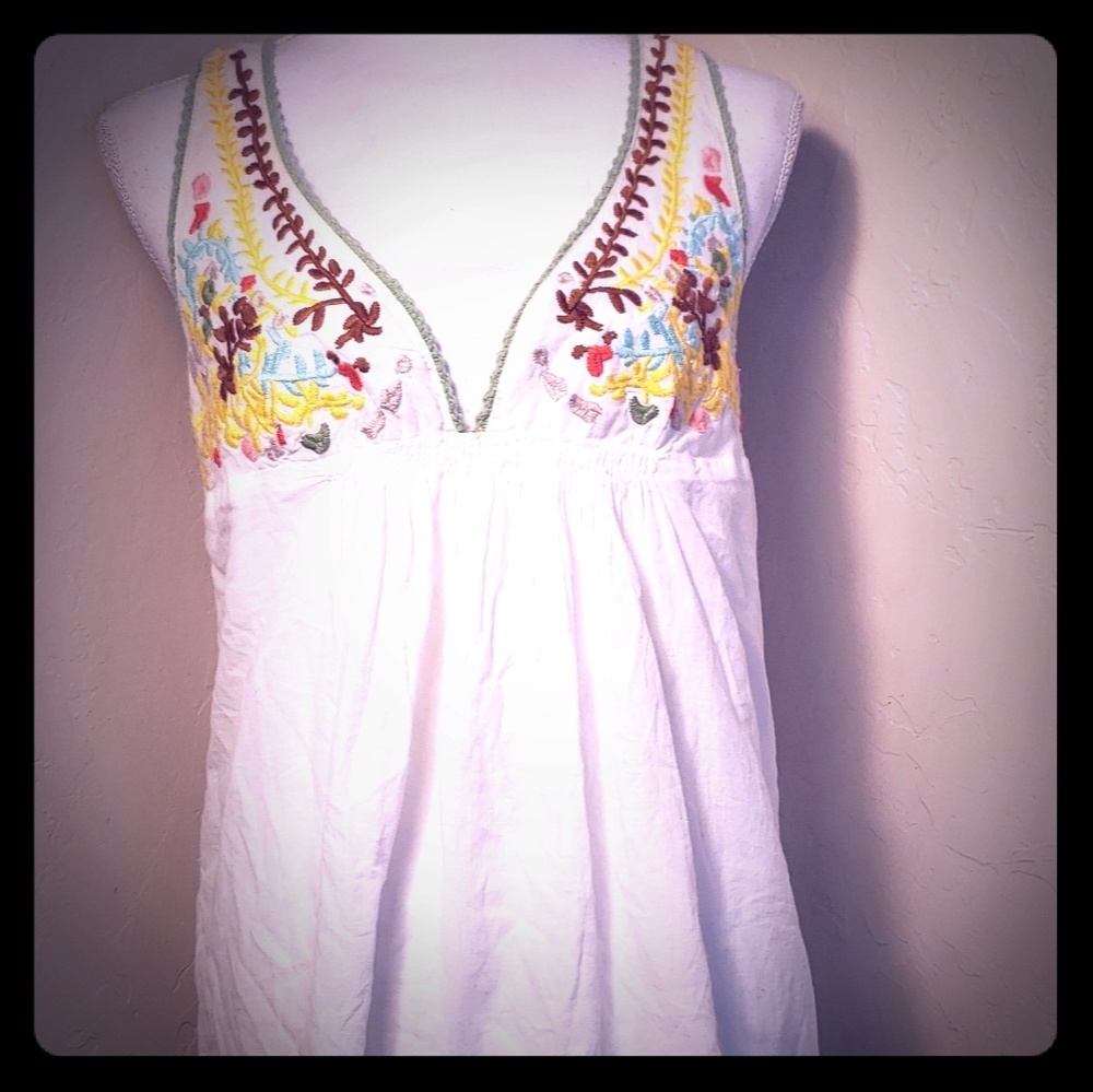 Twenty one , large white embroidered tunic dres